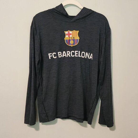 FC Barcelona sz M long sleeve performance hoodie soccer - Picture 1 of 9